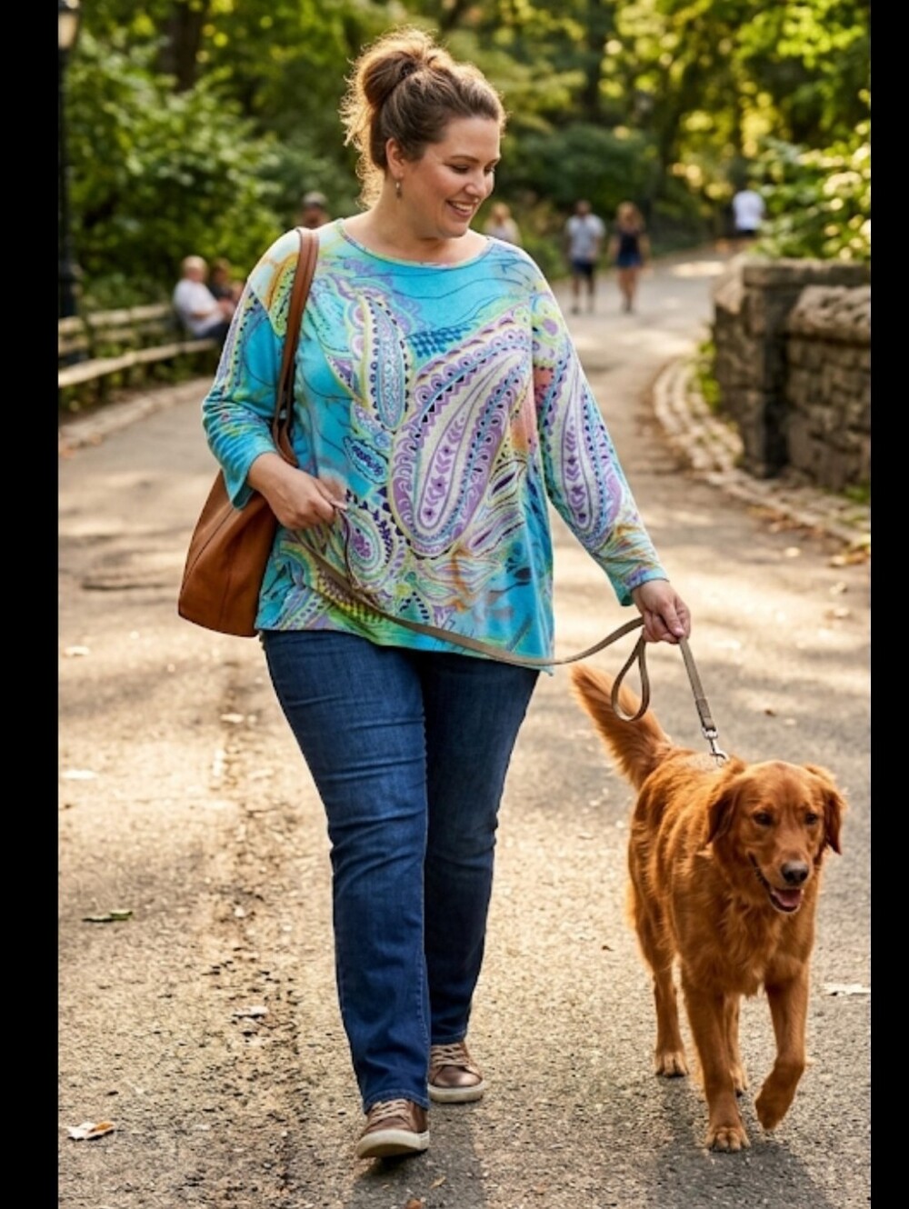 3X Paisley Knit Top Blue Pullover Vermont Country Store
